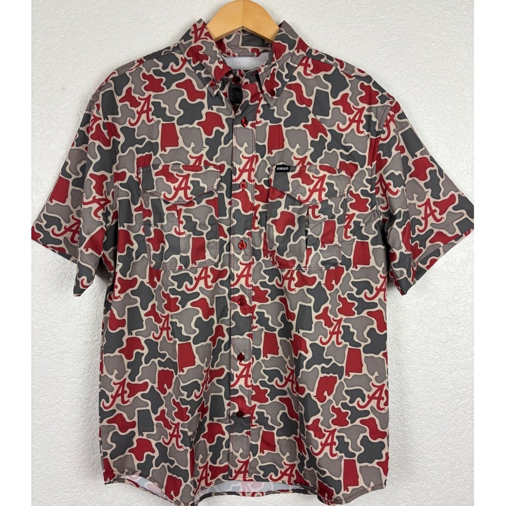 Amigo Provisions Alabama Crimson Tide Camo Button Down Shirt Mens Medium NWT